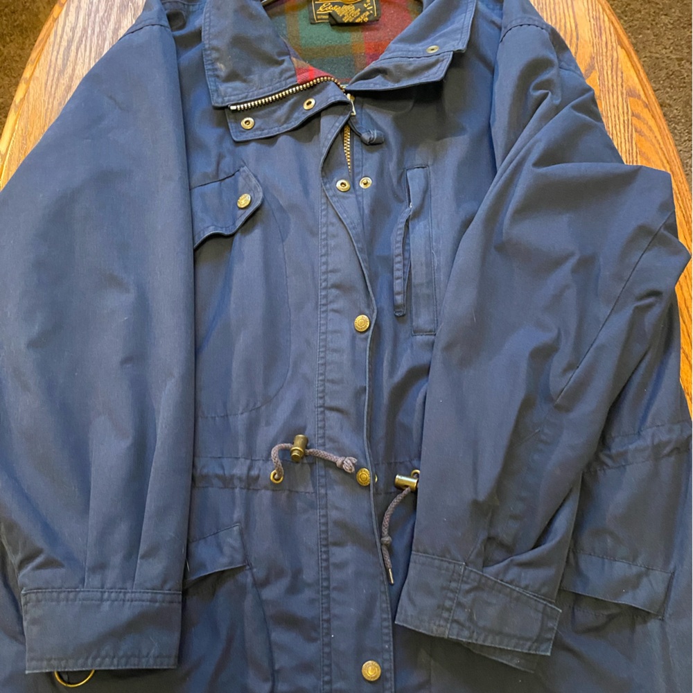 Eddie Bauer Blue Jacket with Plaid Lining